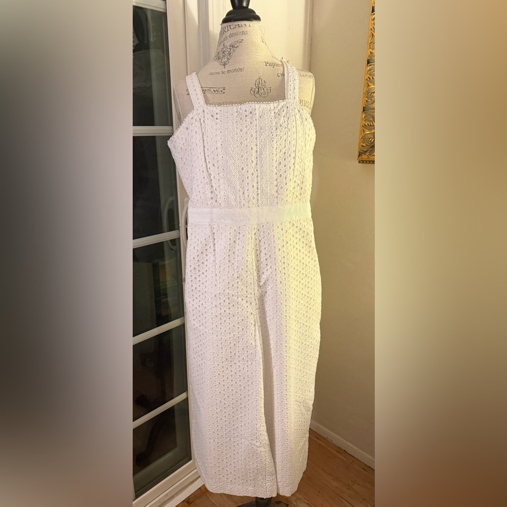 Banana Republic Petite White Eyelet Jumpsuit